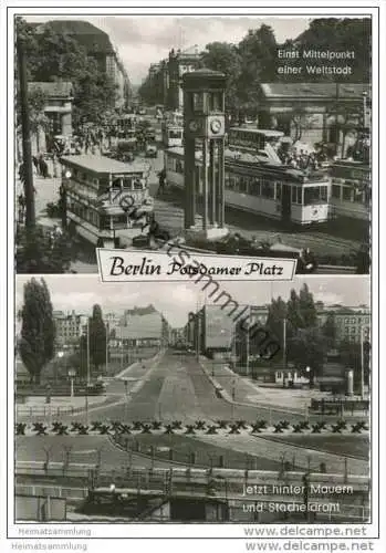 Berlin - Potsdamer Platz - einst Mittelpunkt einer Weltstadt und jetzt hinter Mauern und Stacheldraht - Foto-AK