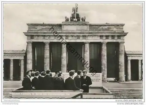 Präsident Kennedy in Berlin am Brandenburger Tor - Foto-AK Grossformat