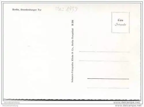 Berlin - Brandenburger Tor noch ohne Mauer - Foto-AK Grossformat 1959