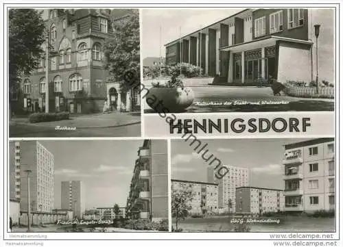 Hennigsdorf bei Berlin - Rathaus - Friedrich-Engels-Strasse - Kulturhaus - Foto-AK Grossformat