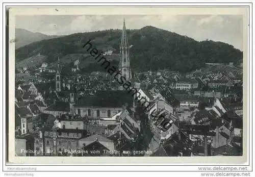 Freiburg - Panorama vom Theater aus gesehen - Foto-AK