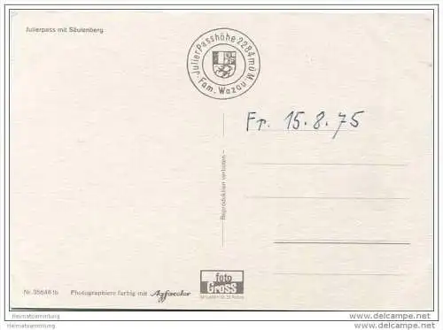 Julierpass mit Säulenberg - AK Grossformat - VW - Mini Cooper