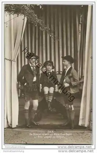 Die Prinzen Luitpold und Albrecht von Bayern mit Prinz Leopold von Belgien