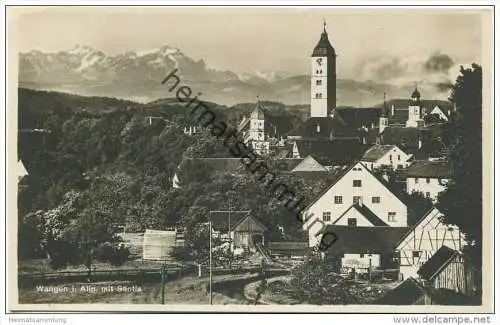 Wangen im Allgäu mit Säntis - Foto-AK 30er Jahre - Verlag Fotohandlung Bulmer Wangen