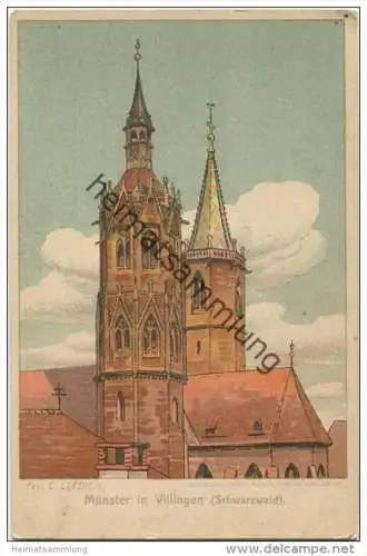 Münster in Villingen - Künstlerkarte Curt Liebich - Verlag Kunstdruckerei Künstlerbund Karlsruhe