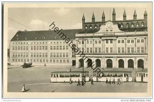 Rostock - Rathaus - Straßenbahn - Foto-AK