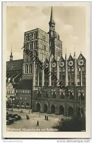 Stralsund - Nicolaikirche - Rathaus - Foto-AK