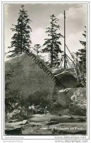 Fichtelgebirge - Luisenburg - Bundesstein mit Kreuz - Foto-AK