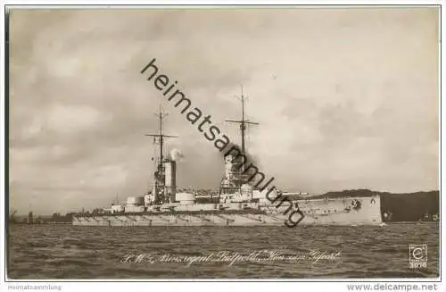 S.M.S. Prinzregent Luitpold - Foto-AK - Briefstempel Kaiserliche Marine I. Torpedoabteilung