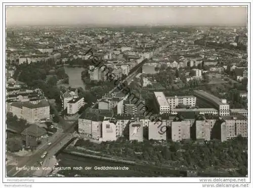 Berlin - Blick vom Funkturm nach der Gedächtniskirche - Foto-AK Grossformat
