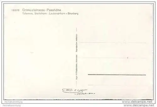 Grimselstrasse - Passhöhe - Totonsee - Sidelhorn - Lauteraarhorn - Brunberg - Foto-AK