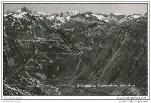 Grimselstrasse - Finsteraarhorn - Schreckhorn - Foto-AK