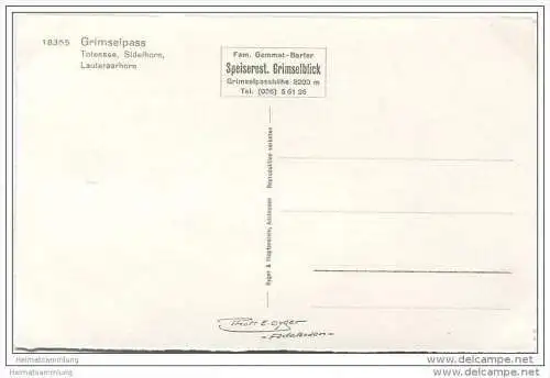 Grimselpass - Totensee - Sidelhorn - Lauteraarhorn - Foto-AK