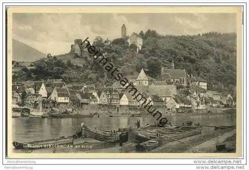 Hirschhorn am Neckar - Holzboote - Foto-AK