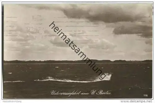 Unterseeboot - U-Boot - Unterwasserfahrt - Foto-AK - Briefstempel Kaiserliche Marine I. Torpedoabteilung