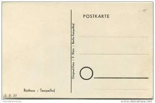 Berlin-Tempelhof - Rathaus - Foto-AK - Verlag F. Klein Berlin 1950