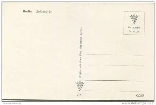 Berlin Mitte - Universität - Foto-AK - Verlag Otto Hagemann Berlin