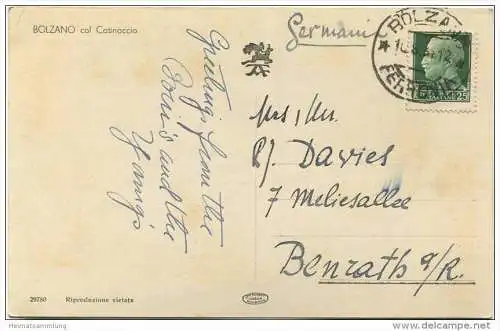 Bolzano col Catinaccio - Foto-AK - Edizione Joh. Filibert Amonn Bolzano gel. 1934