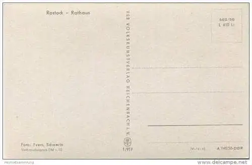 Rostock - Rathaus - Verlag VEB Volkskunst Reichenbach 1/917