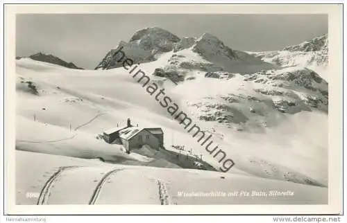 Wiesbadenerhütte mit Piz Buin - Silvretta - Foto-AK - Verlag Rudolf Mathis Landeck gel. 1958
