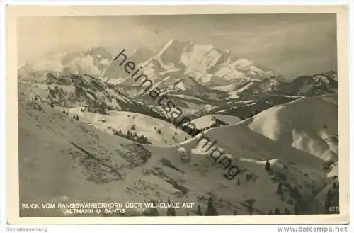 Blick vom Rangiswanger Horn über die Wilhelmle auf Altmann und Säntis - Foto-AK - Verlag L. Pfleghaar Füssen