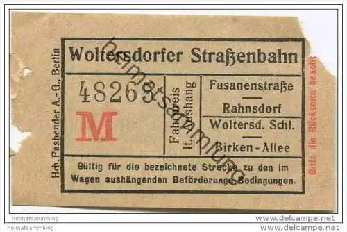 Fahrkarte - Woltersdorf - Woltersdorfer Strassenbahn - Fahrschein