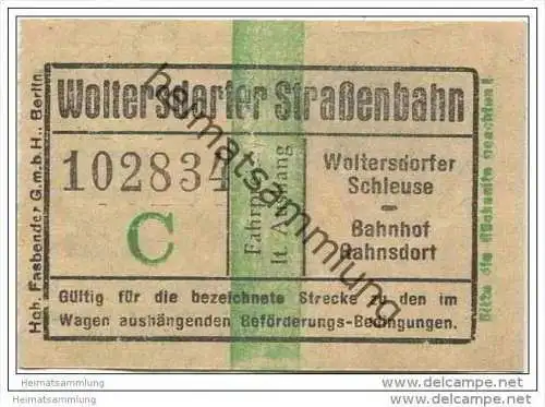 Fahrkarte - Woltersdorf - Woltersdorfer Strassenbahn - Fahrschein