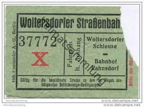 Fahrkarte - Woltersdorf - Woltersdorfer Strassenbahn - Fahrschein