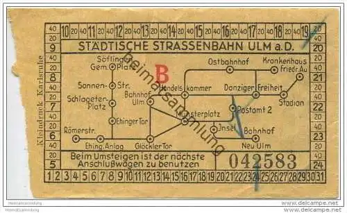 Ulm - Städtische Strassenbahn Ulm a. D. - Fahrschein