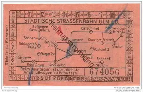 Ulm - Städtische Strassenbahn Ulm a. D. - Fahrschein