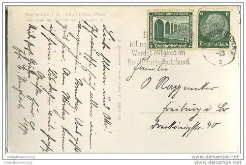 Karlsruhe - Adolf-Hitler-Platz - Foto-AK