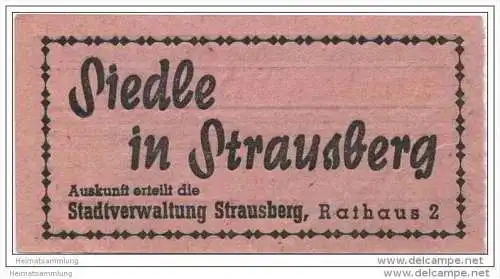 Fahrkarte - Strausberg - Strausberger Eisenbahn Aktiengesellschaft - Fahrschein 3. Zone RM 0,25
