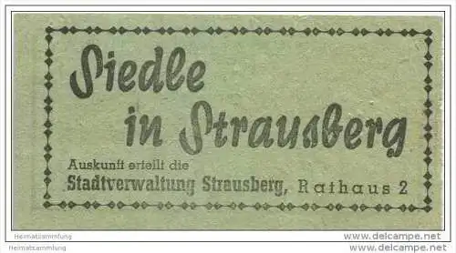 Fahrkarte - Strausberg - Strausberger Eisenbahn Aktiengesellschaft - Fahrschein 2. Zone RM 0.10