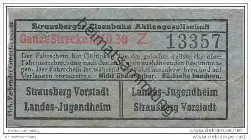 Fahrkarte - Strausberg - Strausberger Eisenbahn Aktiengesellschaft - Ganze Strecke Fahrschein RM 0.30