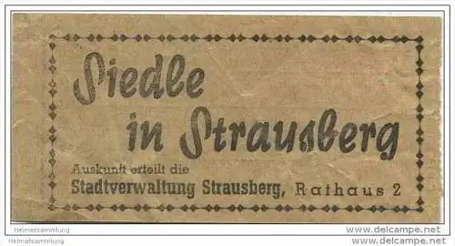 Fahrkarte - Strausberg - Strausberger Eisenbahn Aktien-Gesellschaft - Kraftwagen Verkehr - Fahrschein RM 0.15