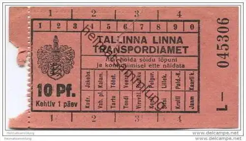 Tallinna Linna - Transpordiamet - Fahrschein 10Pf.
