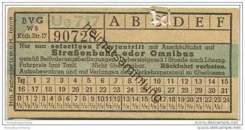 BVG Berlin Köthener Str. 17 - Fahrschein zum sofortigen Fahrtantritt mit Anschlussfahrt auf Strassenbahn oder Omnibus