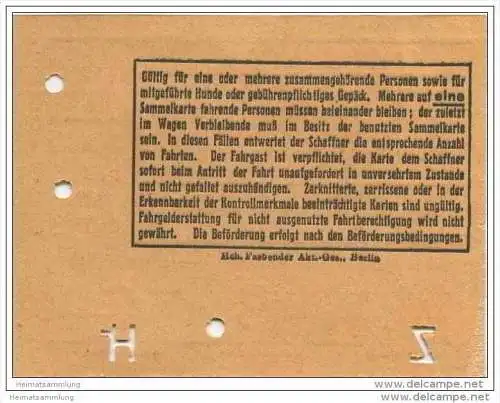 Berlin - BVG - Sammelkarte 1932 - Gültig für 5 Fahrten auf der Strassenbahn oder U-Bahn - Fahrkarte