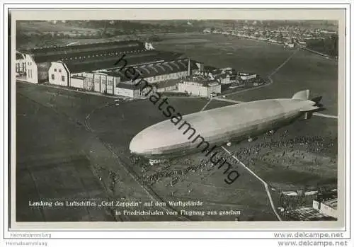 Friedrichshafen - Werftgelände - Landung des Luftschiffes Graf Zeppelin - Luftbild