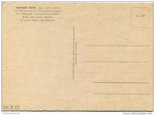 Töpen - Rasthaus Töpen - Besitzer Hermann Müller mit Shellstation am Zonengrenzübergang - Oberfränkischer Ansichtskarten