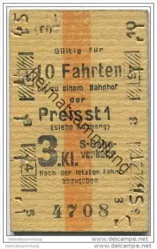 S-Bahn-Verkehr - 10 Fahrten bis zu einem Bahnhof der Preisstufe 1 - 3. Klasse