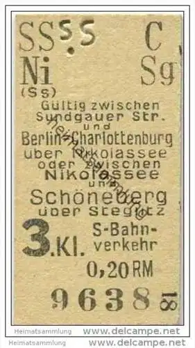 S-Bahn-Verkehr - Sundgauer Str. und Bln. Charlottenburg über Nikolassee oder zwischen Nikolassee und Schöneberg