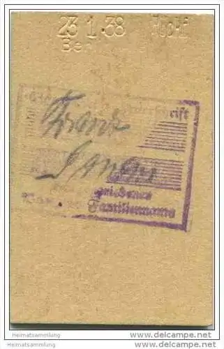 Berlin S-Bahn - Arbeiterwochenkarte 04. 1938 - (Alexanderplatz) - Stadt- und Ringbahn - 3. Klasse