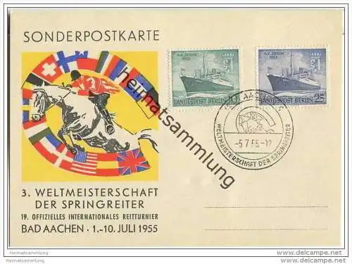 Bad Aachen - 3. Weltmeisterschaft der Springreiter - Sonderpostkarte - Sonderstempel 05.07.1955