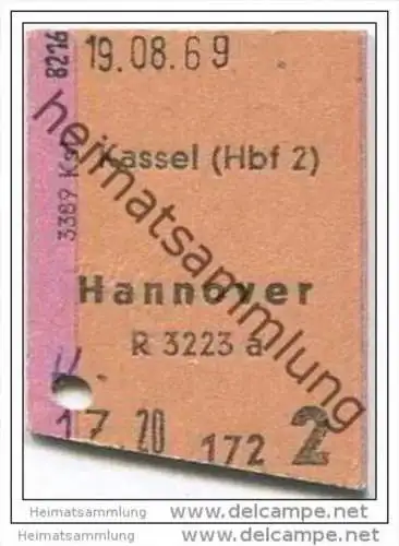 Kassel Hannover - Fahrkarte 1969