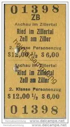 Ried im Zillertal Zell am Ziller - Fahrkarte 2. Klasse 1982