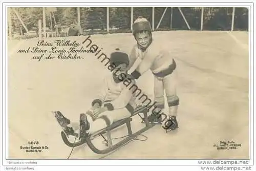 Prinz Wilhelm und Prinz Louis Ferdinand von Preussen auf der Eisbahn - Söhne des Kronprinzenpaares