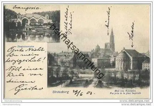 Strasbourg - Strassburg - Blick vom Kaiserplatz - Vue prise de la place Imperiale - Ancien Chateau et Oeuvre Notre-Dame