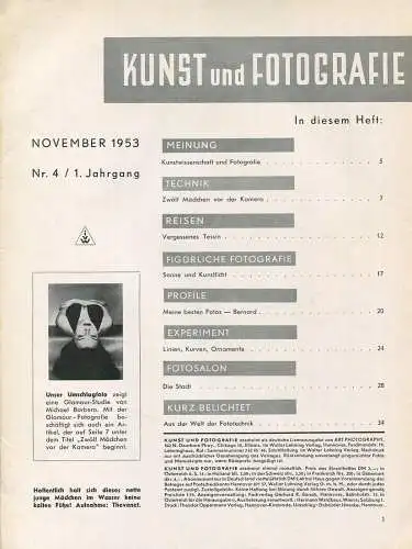 Kunst und Fotografie deutsche Lizenzausgabe von Art Photography - Nr. 4 1. Jahrgang 1953 34 Seiten mit vielen Abbildunge