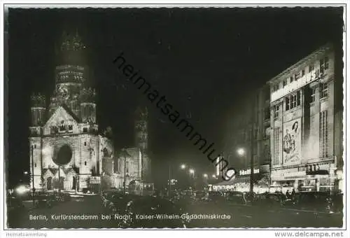 Berlin - Kurfürstendamm - Gedächtniskirche - Nacht - Foto-AK